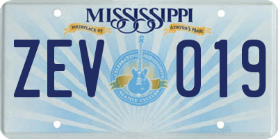 MS license plate ZEV019