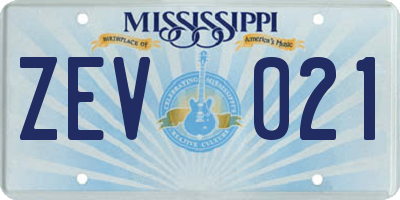 MS license plate ZEV021