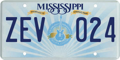 MS license plate ZEV024