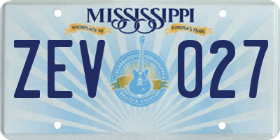 MS license plate ZEV027