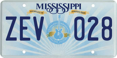 MS license plate ZEV028