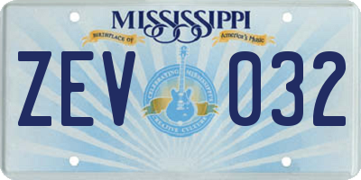 MS license plate ZEV032