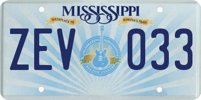 MS license plate ZEV033