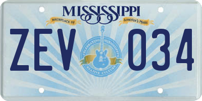 MS license plate ZEV034