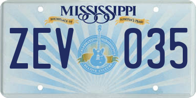 MS license plate ZEV035