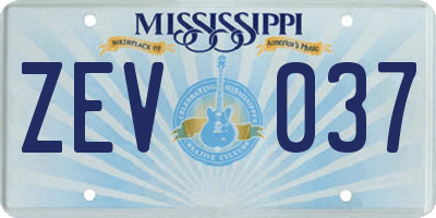 MS license plate ZEV037