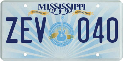 MS license plate ZEV040