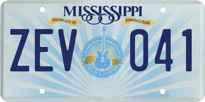 MS license plate ZEV041