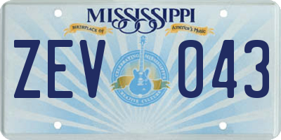 MS license plate ZEV043