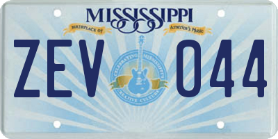 MS license plate ZEV044