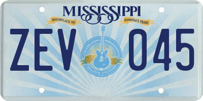 MS license plate ZEV045