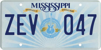MS license plate ZEV047