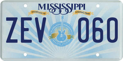 MS license plate ZEV060