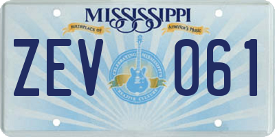 MS license plate ZEV061