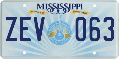 MS license plate ZEV063