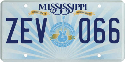 MS license plate ZEV066