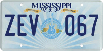 MS license plate ZEV067