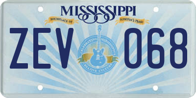 MS license plate ZEV068