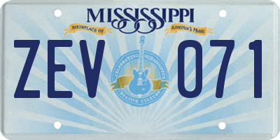 MS license plate ZEV071