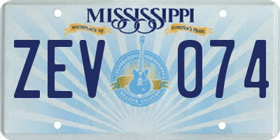 MS license plate ZEV074