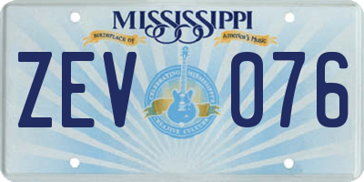 MS license plate ZEV076