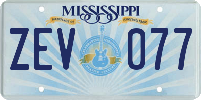 MS license plate ZEV077