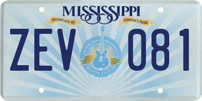 MS license plate ZEV081
