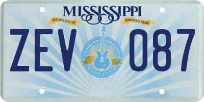 MS license plate ZEV087