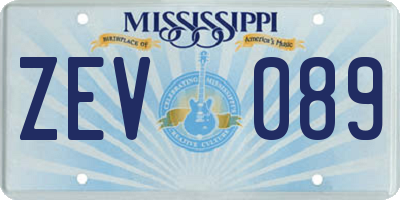 MS license plate ZEV089