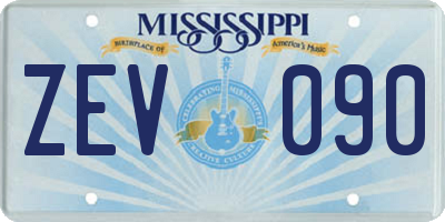 MS license plate ZEV090