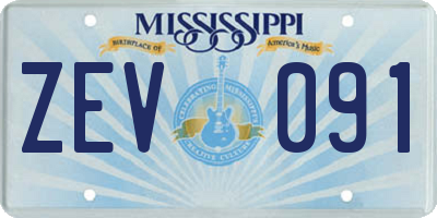 MS license plate ZEV091