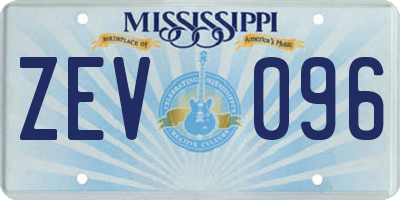 MS license plate ZEV096