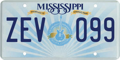MS license plate ZEV099