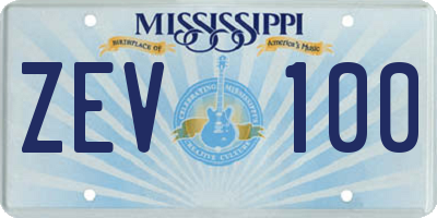 MS license plate ZEV100