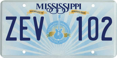 MS license plate ZEV102