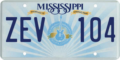 MS license plate ZEV104
