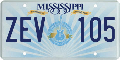 MS license plate ZEV105