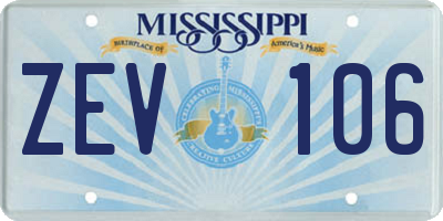 MS license plate ZEV106