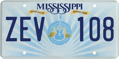 MS license plate ZEV108