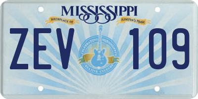 MS license plate ZEV109