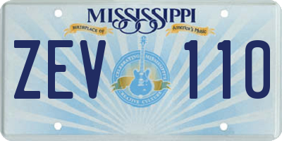 MS license plate ZEV110