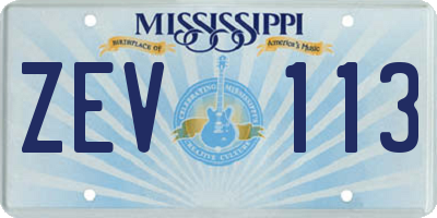 MS license plate ZEV113
