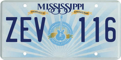 MS license plate ZEV116