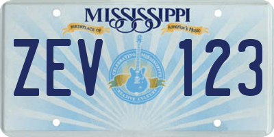 MS license plate ZEV123