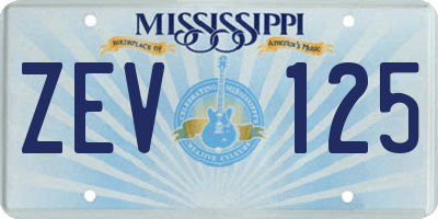 MS license plate ZEV125