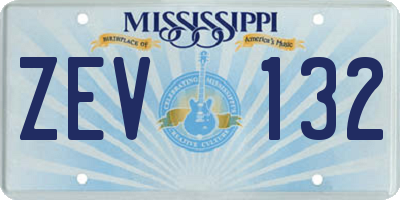 MS license plate ZEV132