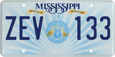 MS license plate ZEV133