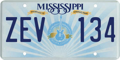 MS license plate ZEV134