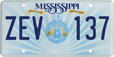 MS license plate ZEV137