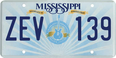 MS license plate ZEV139